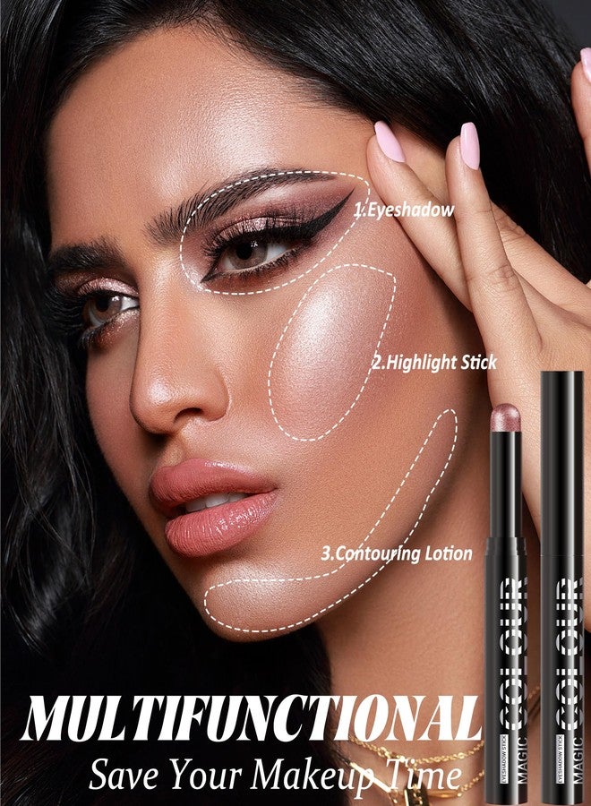 Lestpola Waterproof Cream Eyeshadow Stick, Rose Pink Shimmer Highly Pigmented Long-lasting Eye Shadow Pencil, Metallic Blendable Eyeshadow Brightener Applicator Stick, Hypoallergenic Women Highlight Makeup-03 - Image 5